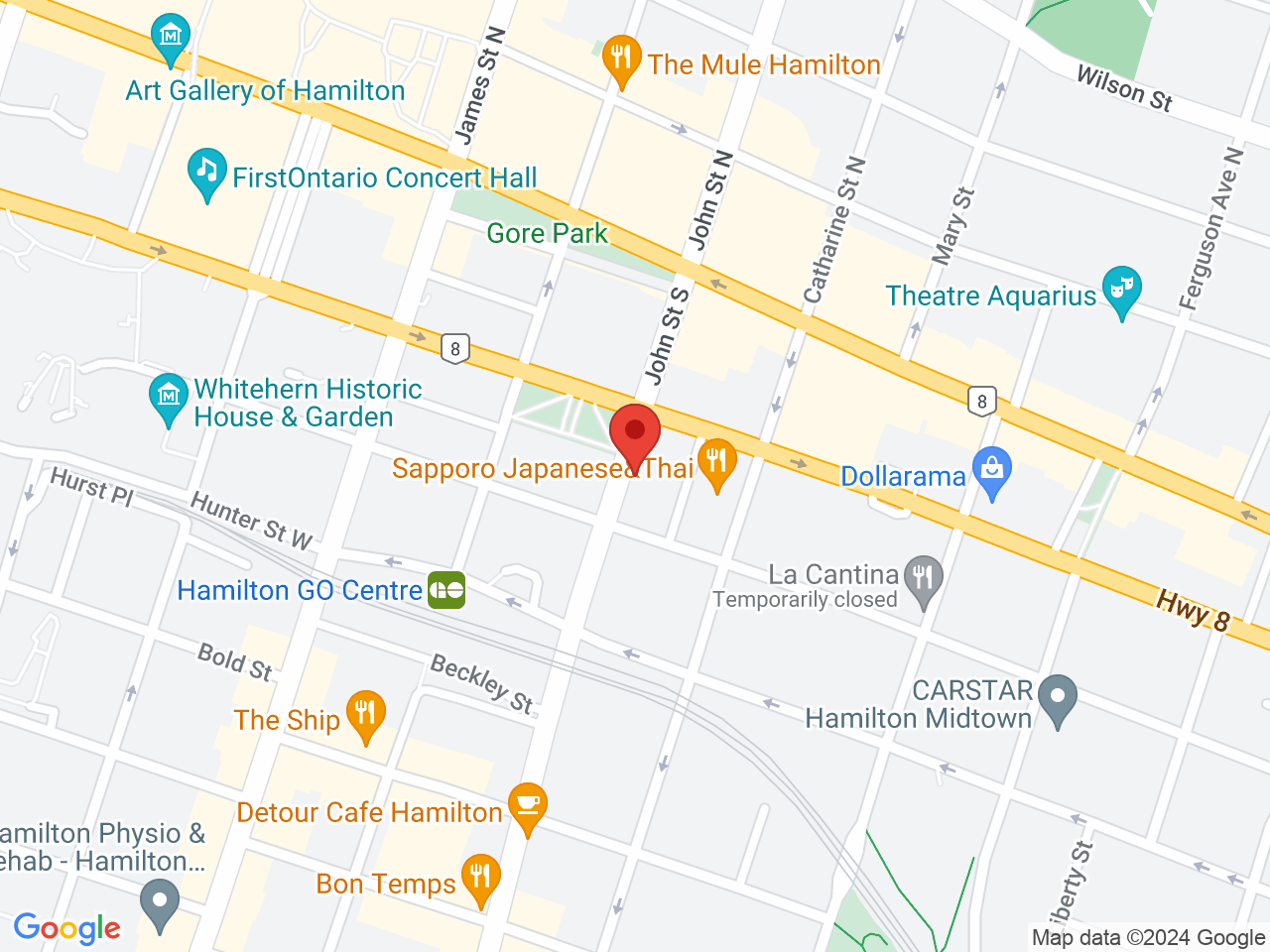 Street map for Cannabis Supply Co., 57 John St S, Hamilton ON