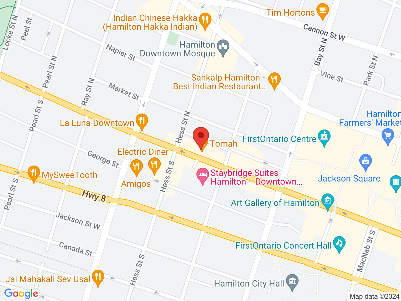 Street map for 420 Love, 246 King Street West, Hamilton ON