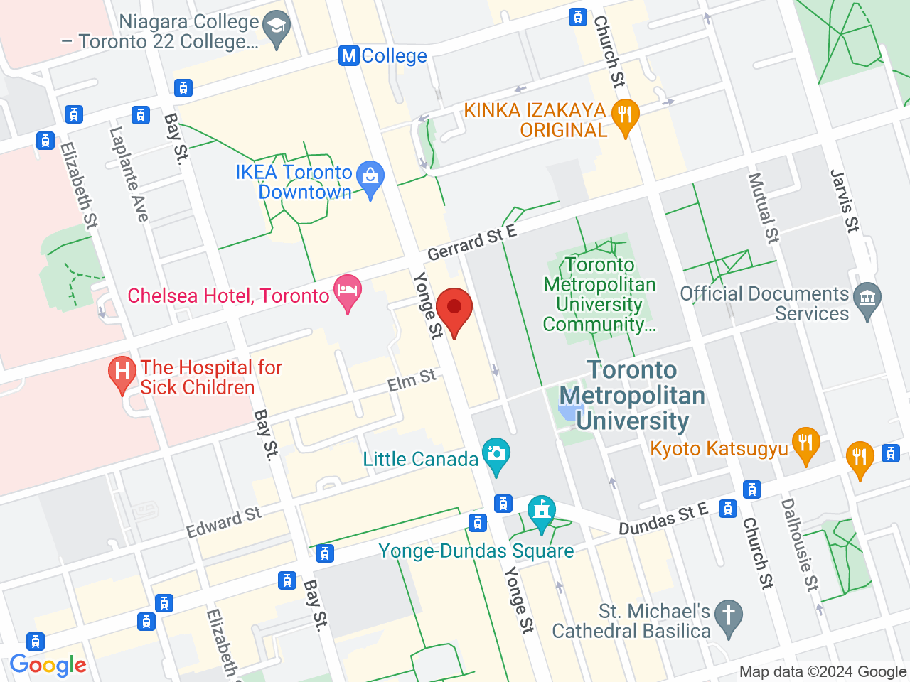 Street map for Body and Spirit Cannabis, 361 Yonge St, Toronto ON