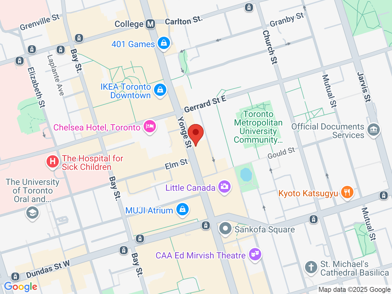 Street map for Body and Spirit Cannabis, 361 Yonge St, Toronto ON