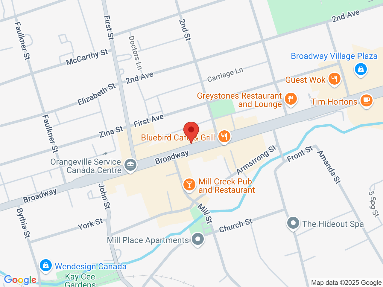 Street map for Fire & Flower Cannabis Co., 121 Broadway, Orangeville ON