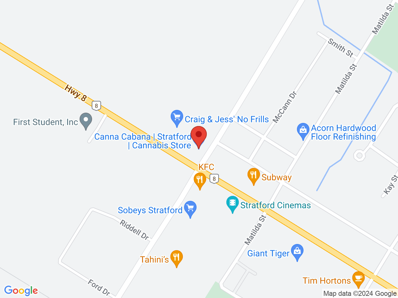 Street map for Canna Cabana, 618 Huron St, Stratford ON