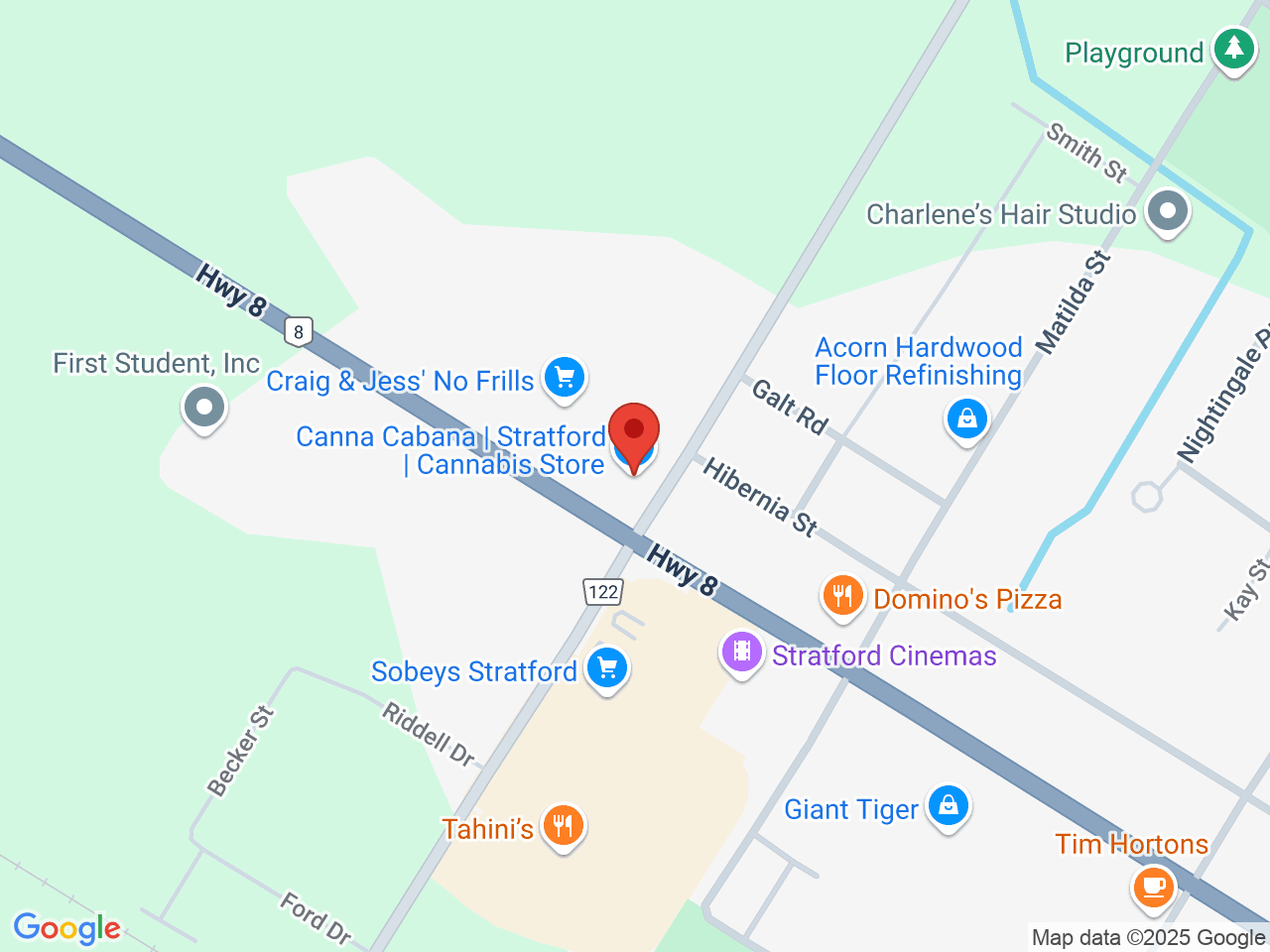 Street map for Canna Cabana, 618 Huron St, Stratford ON