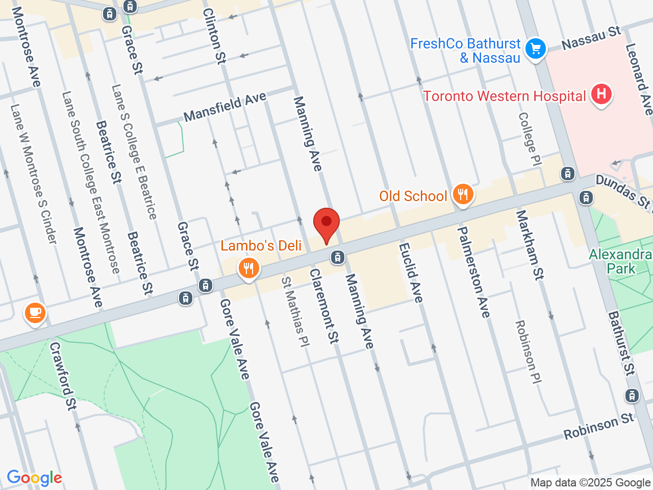 Street map for Canyon Cannabis Trinity-Bellwoods, 872 Dundas St W, Toronto ON