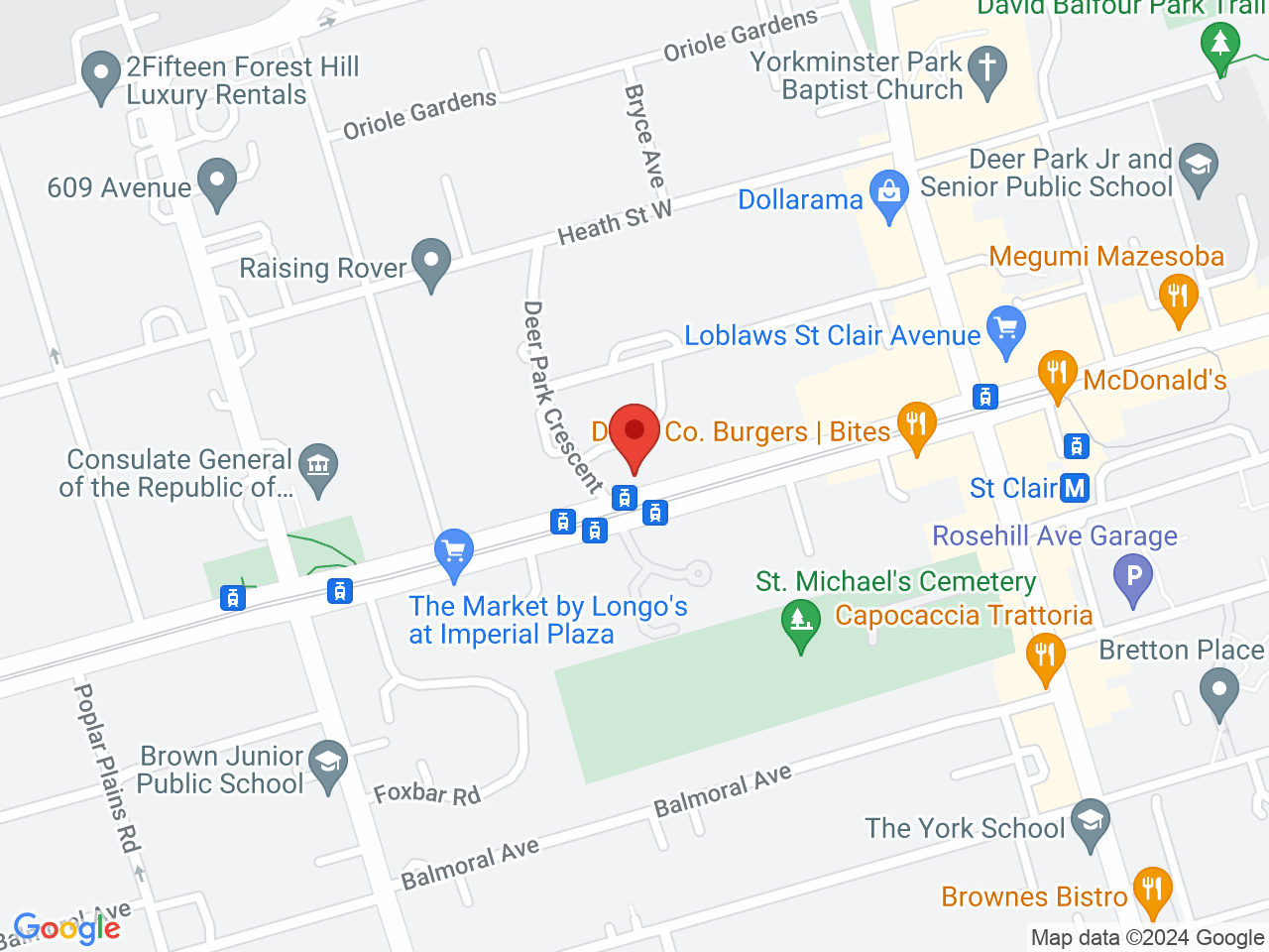 Street map for Trees Cannabis St Clair, 76 St Clair Ave W, Toronto ON
