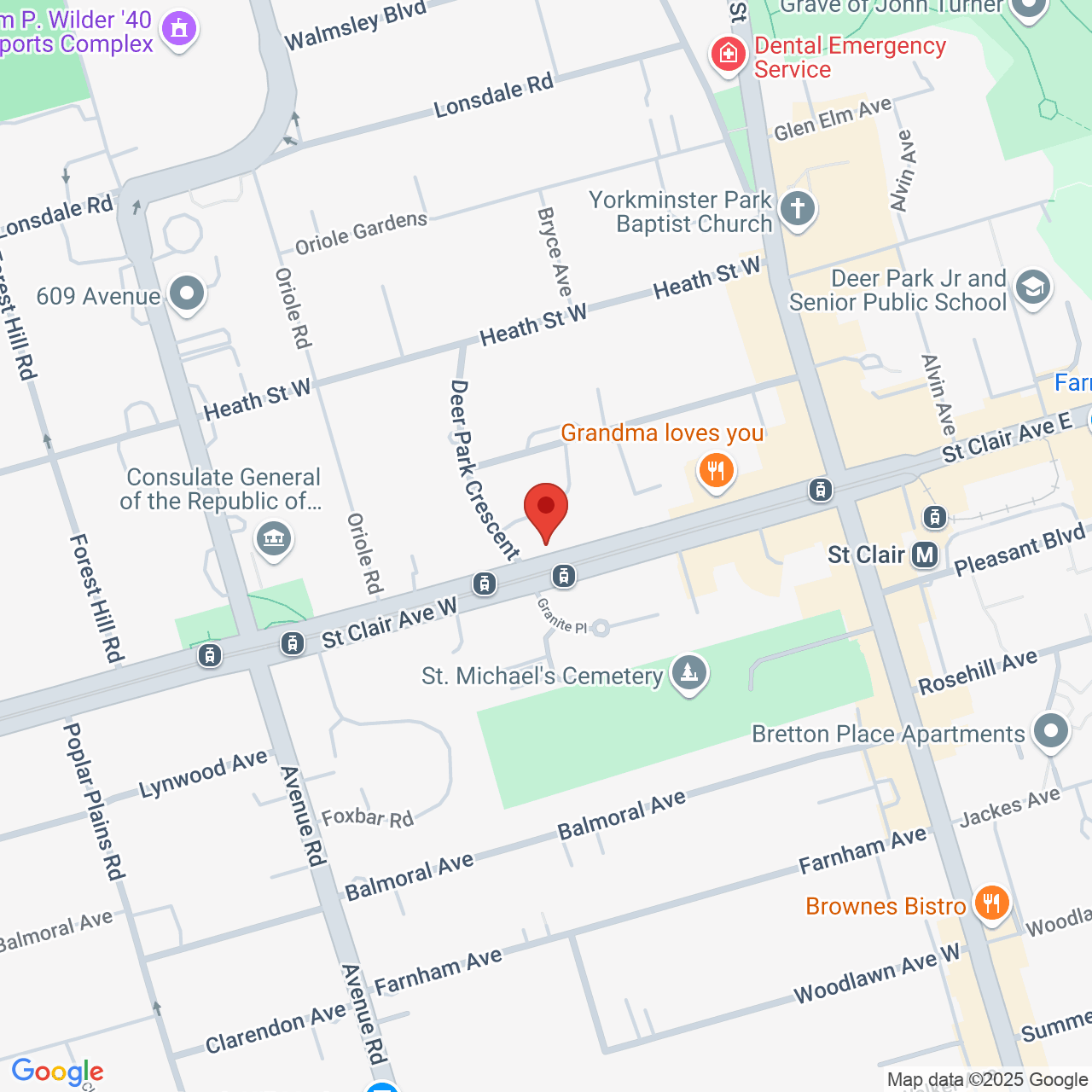 Street map for Trees Cannabis St Clair, 76 St Clair Ave W, Toronto ON