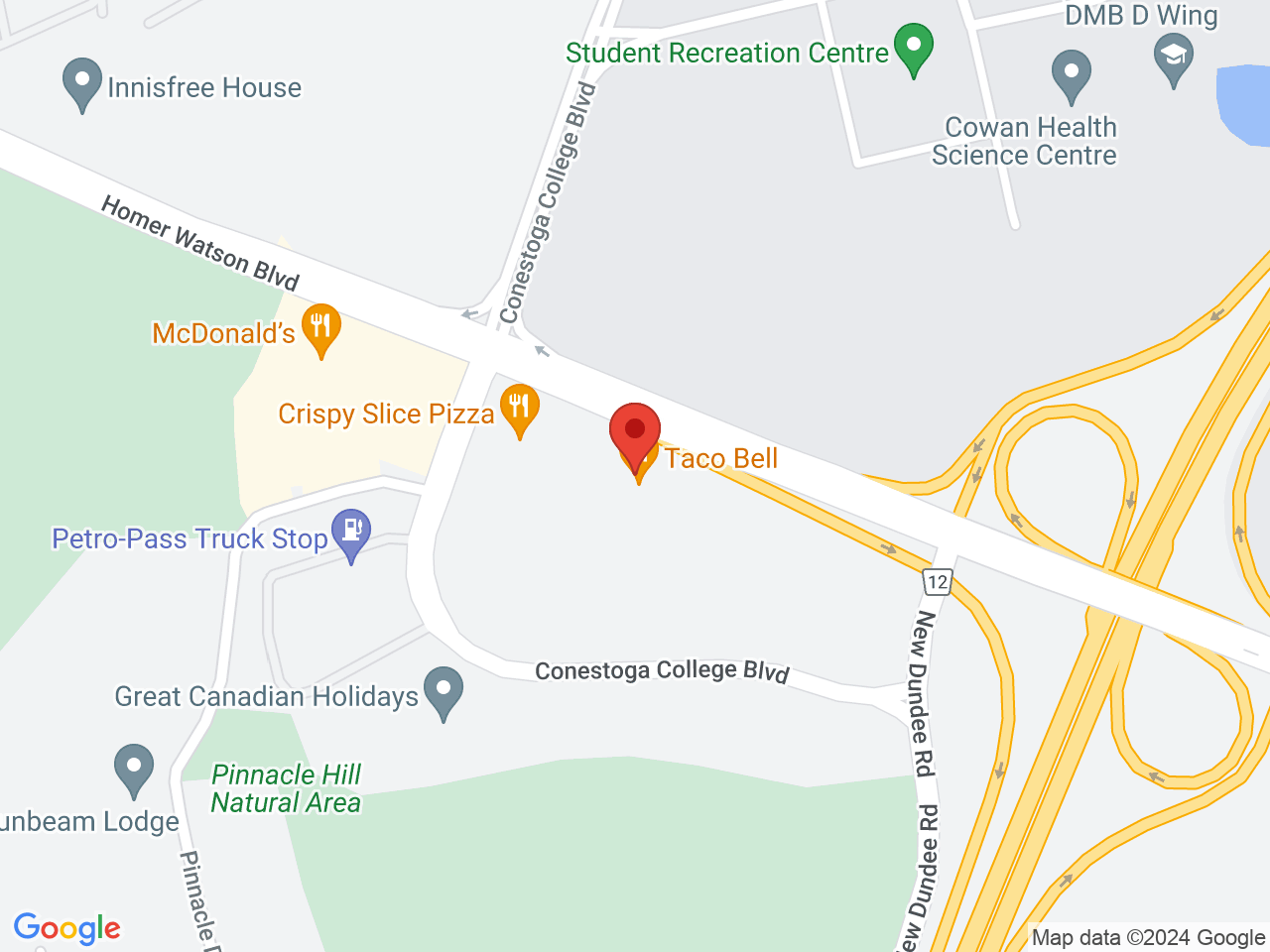 Street map for Sessions Cannabis Doon, 2480 Homer Watson Blvd, Kitchener ON