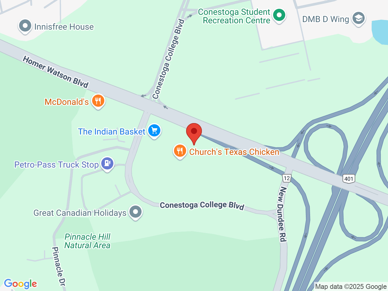 Street map for Sessions Cannabis Doon, 2480 Homer Watson Blvd, Kitchener ON