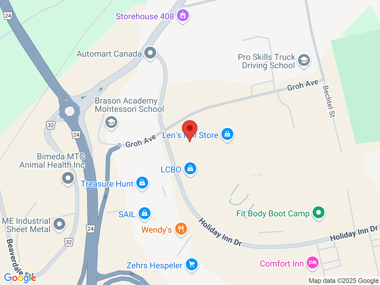 Street map for Sessions Cannabis Cambridge, 101 Hoilday Inn Dr. B1, Cambridge ON