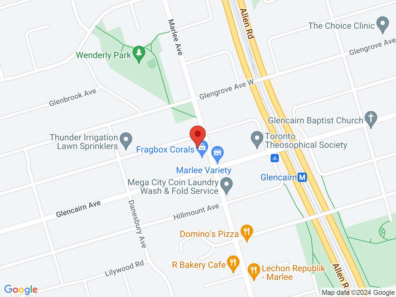 Street map for Eighth Cannabis North York, 610 Marlee Ave, North York ON
