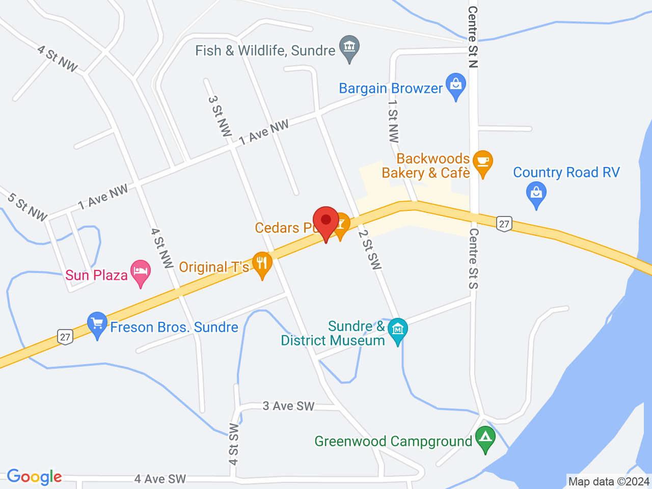 Street map for Erbn Green, 305 Main Ave W, Sundre AB