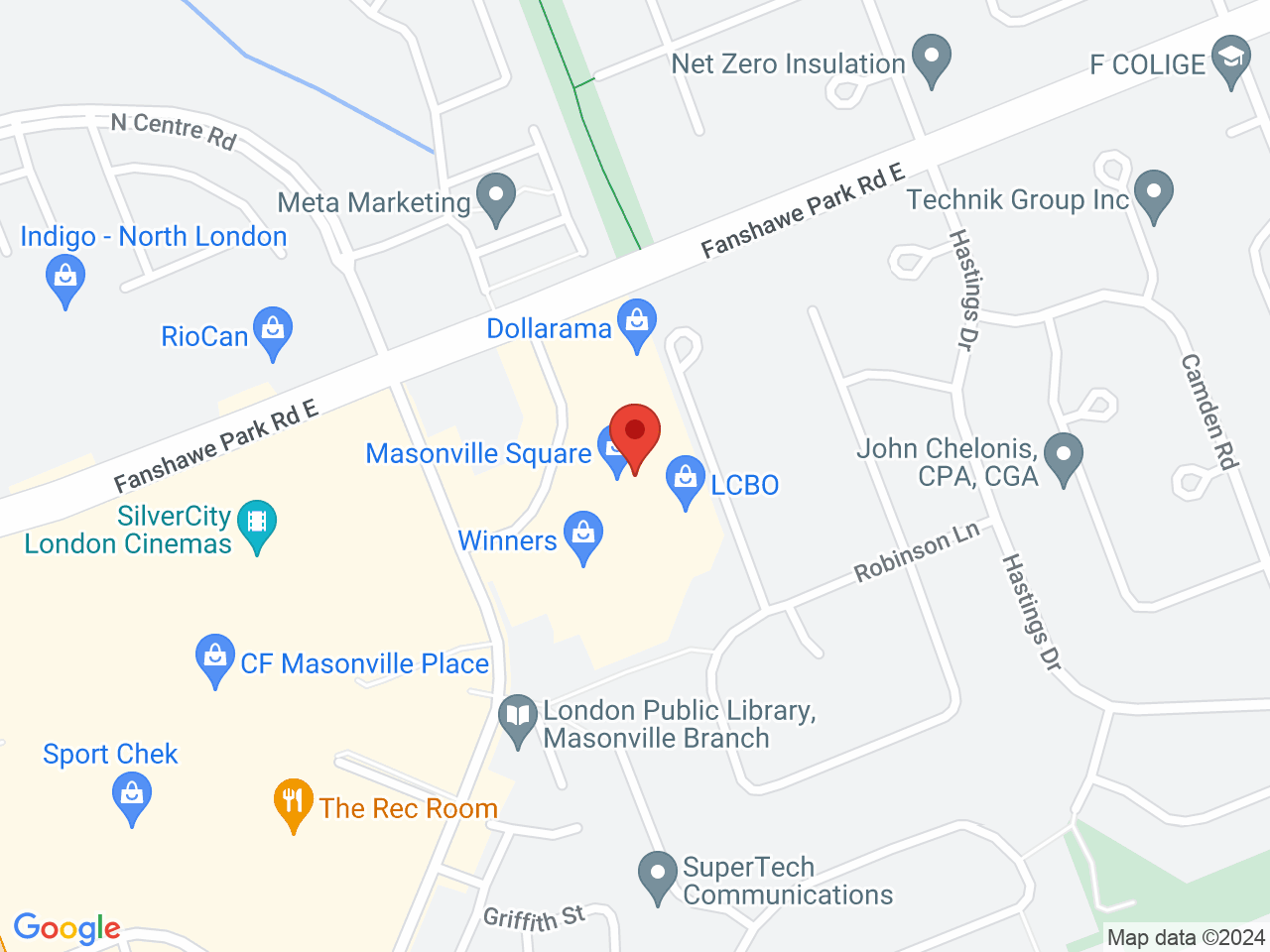 Street map for Spiritleaf Masonville, 109 Fanshawe Park Rd E Unit 9, London ON