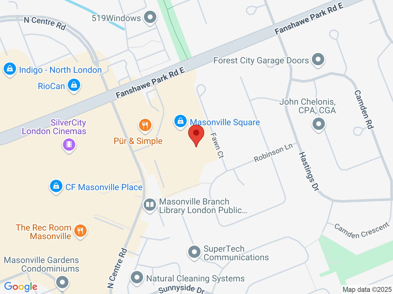 Street map for Value Buds Masonville, 109 Fanshawe Park Rd E Unit 9, London ON