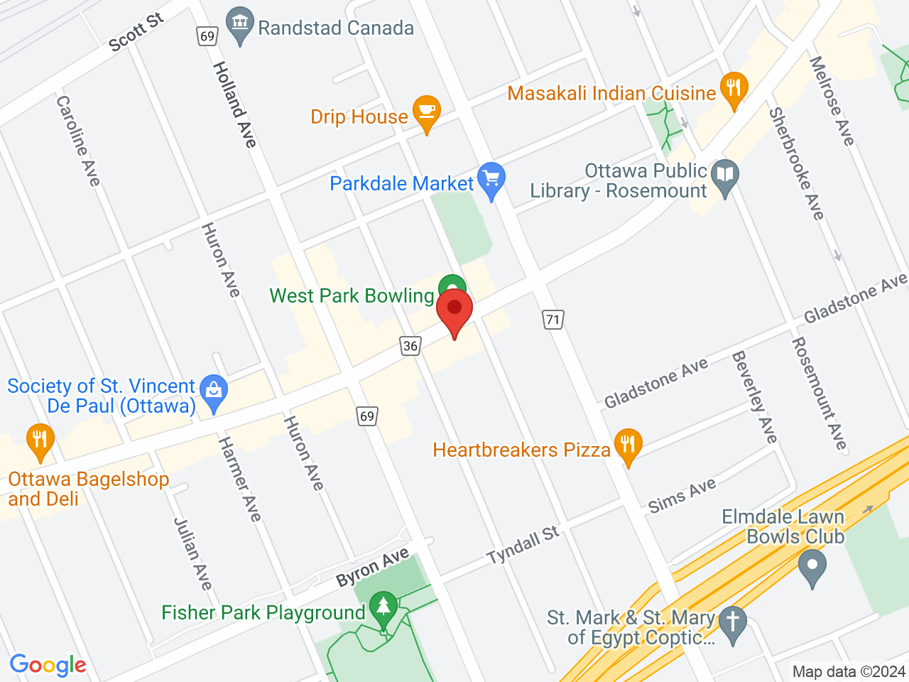 Street map for Spiritleaf Wellington West, 1200B Wellington St W, Ottawa ON