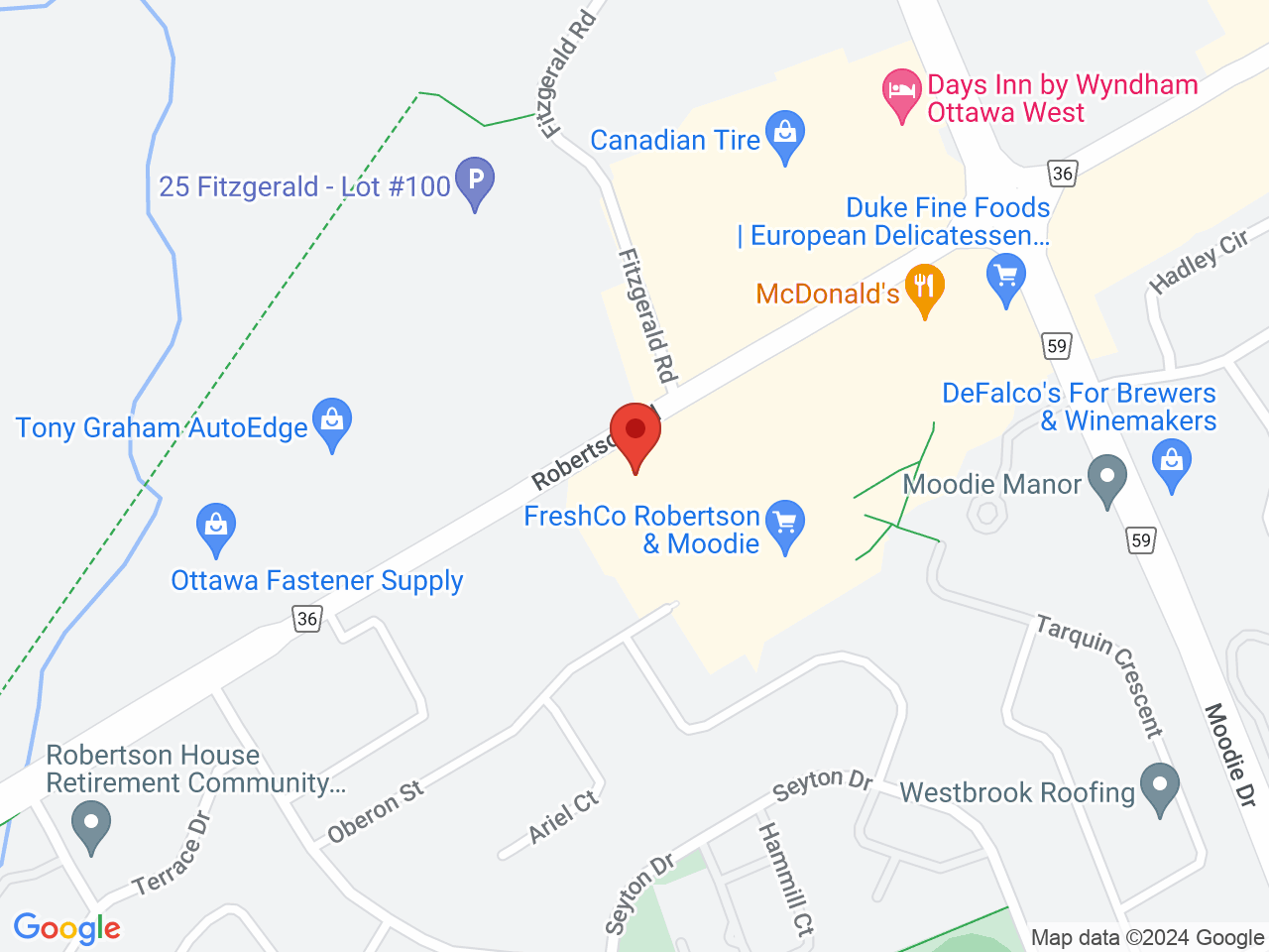 Street map for Spiritleaf Robertson Centre, 2150 Robertson Road Unit B2, Nepean ON