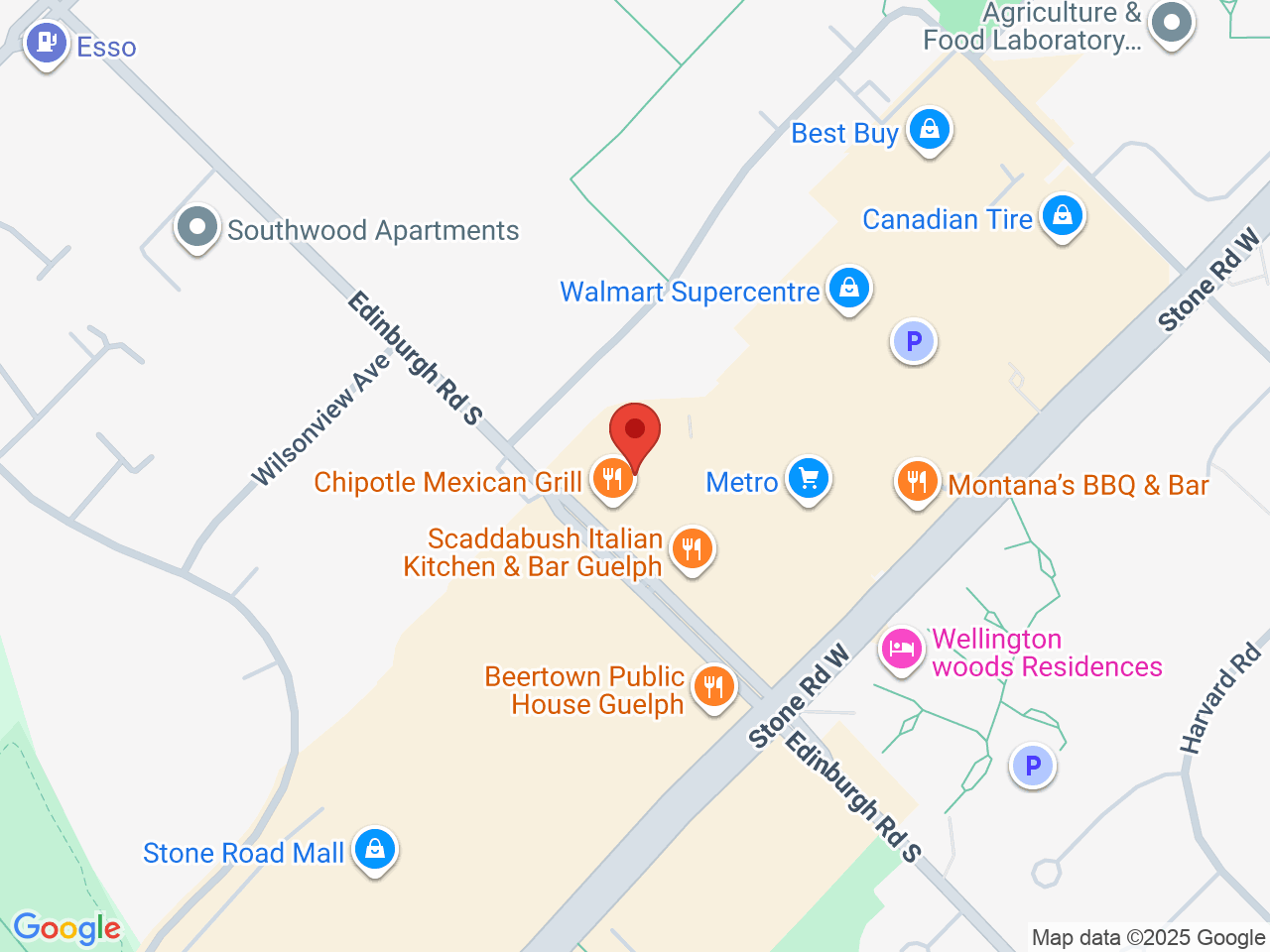 Street map for Spiritleaf South Guelph, 492 Edinburgh Rd S Unit B2B, Guelph ON