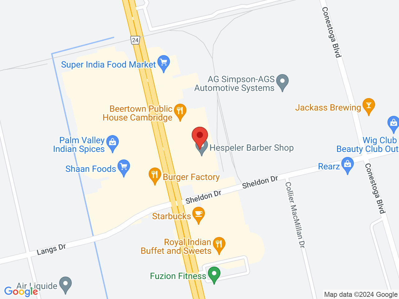 Street map for Speakeasy Cannabis Cambridge, 561 Hespeler Rd Unit 14, Cambridge ON
