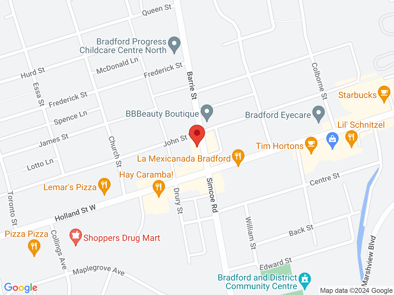 Street map for Star Buds Cannabis, 22 Barrie Street, Bradford ON