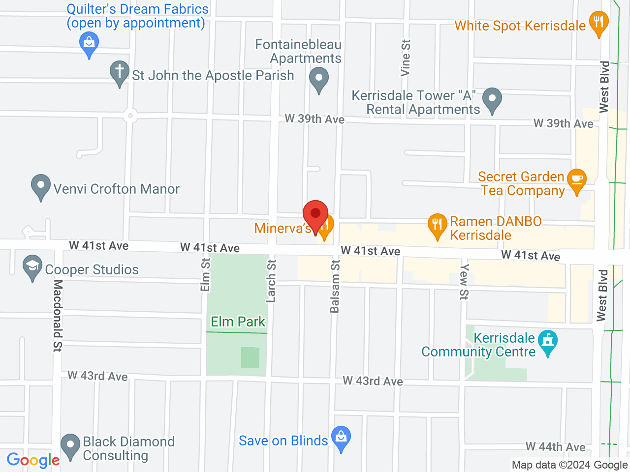 Street map for Atheneum Cannabis, 2431 W. 41st Ave., Vancouver BC