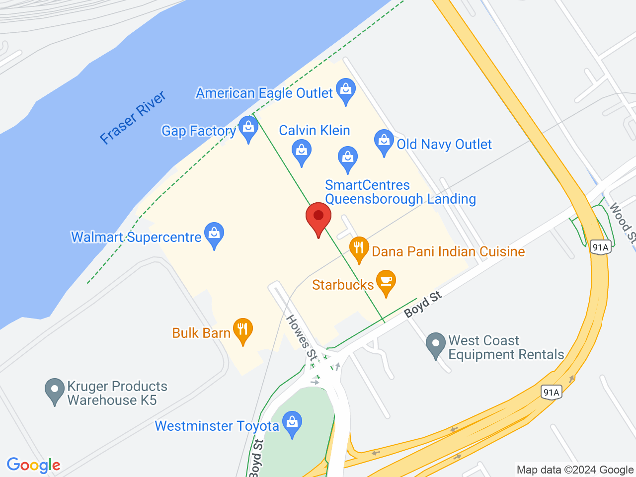 Street map for BC Cannabis Store Queensborough, L110-805 Boyd St, New Westminster BC