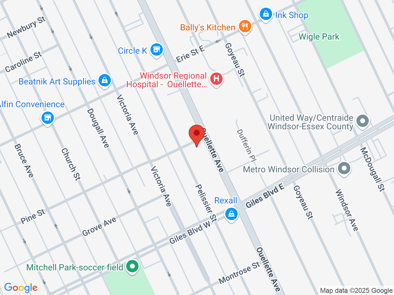 Street map for Discounted Cannabis, 1115 Ouellette Ave Unit# 1103, Windsor ON