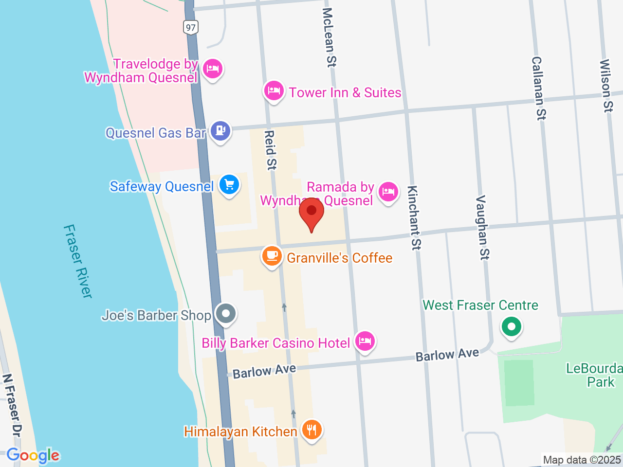 Street map for Hive Cannabis Quesnel, 213 St Laurent Ave, Quesnel BC