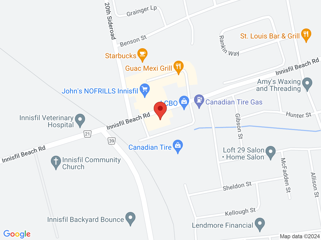 Street map for Canna Cabana, 1491 Innisfil Beach Rd, Innisfil ON