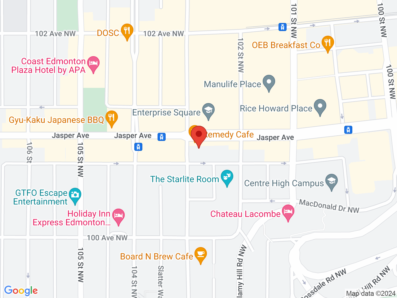 Street map for Canna Cabana Jasper Avenue, 10275 Jasper Avenue NW, Edmonton AB