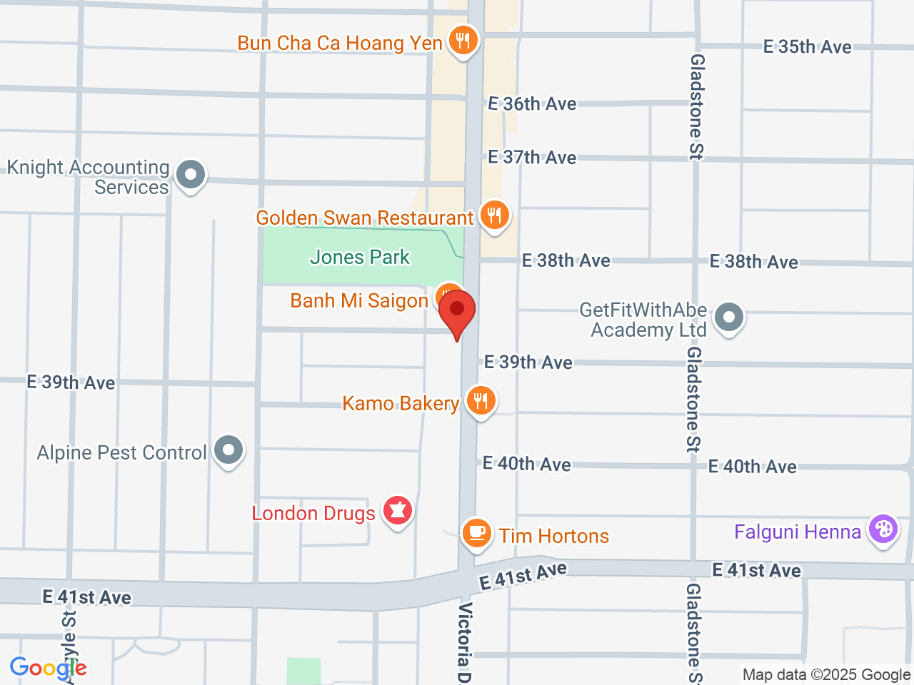 Street map for Affinity Cannabis Store, 5403 Victoria Dr., Vancouver BC