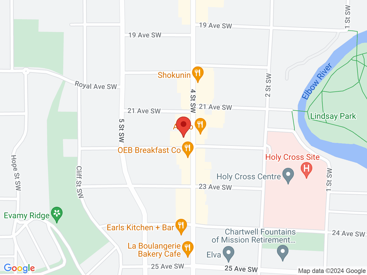 Street map for Dutch Love Mission, 2115 4th Street SW, Calgary AB