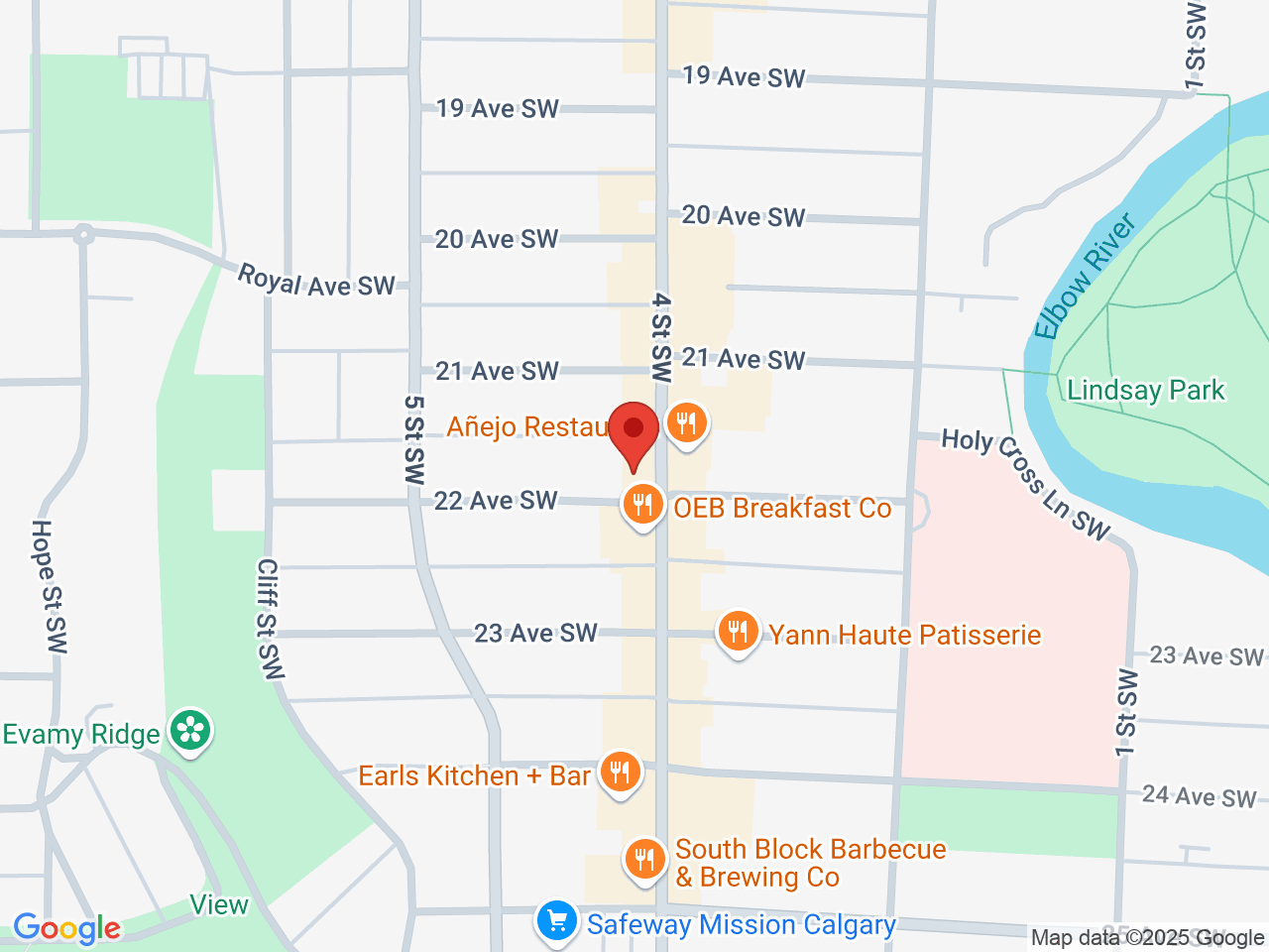 Street map for Dutch Love Mission, 2115 4th Street SW, Calgary AB