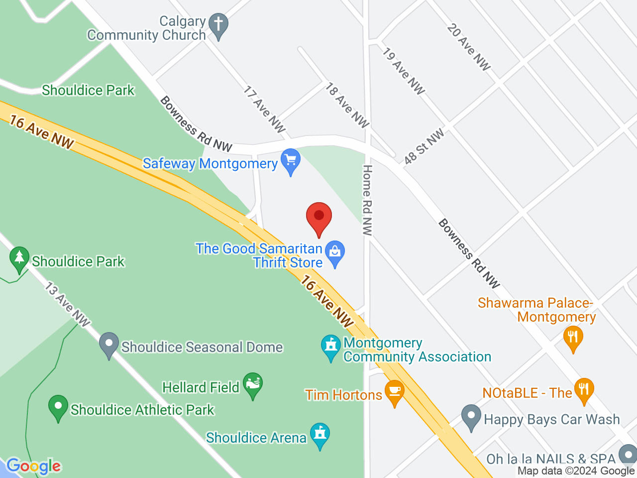Street map for Nirvana Canna Northwest, 5032 16 Ave NW, Calgary AB