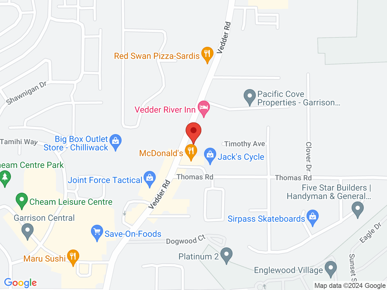 Street map for Dutch Brothers Buds, 5754 Vedder Rd., Chilliwack BC