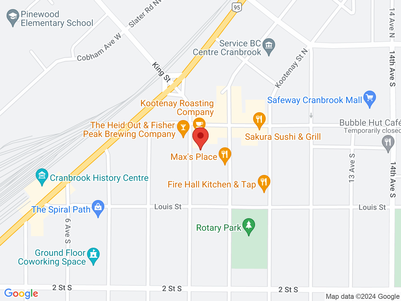 Street map for EK Cannabis, 12 9th Ave S, Cranbrook BC