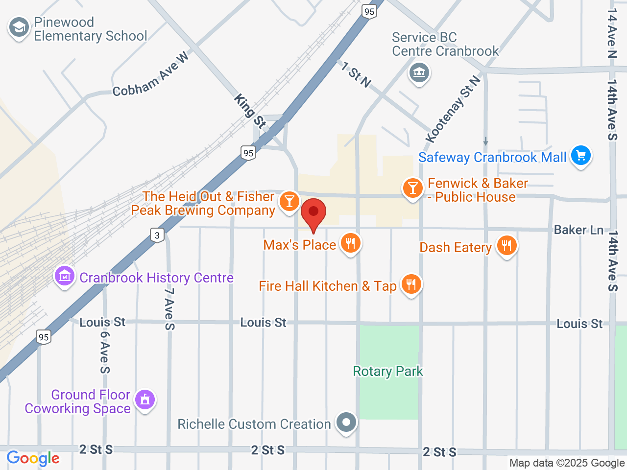 Street map for EK Cannabis, 12 9th Ave S, Cranbrook BC