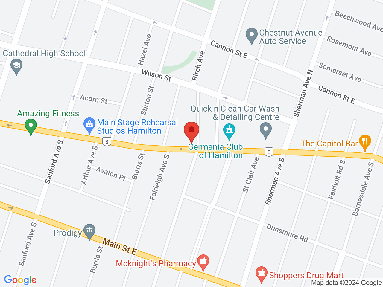 Street map for Blue Sage Cannabis, 835 King St E, Hamilton ON