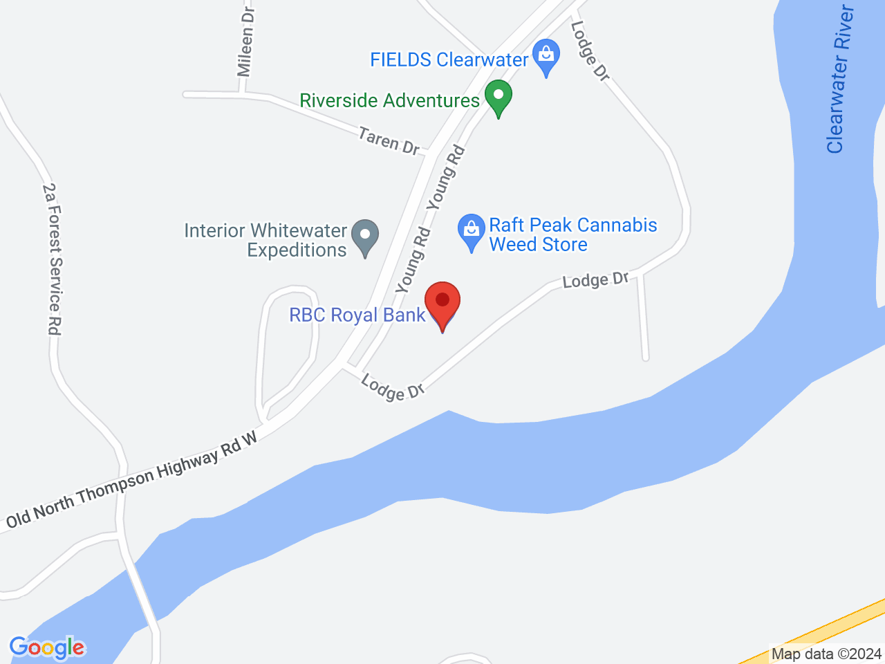 Street map for Raft Peak Cannabis, 74 Young Rd #3, Clearwater BC