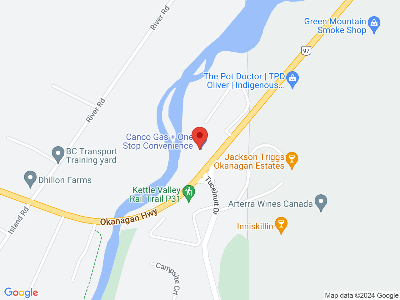Street map for Nimbus Cannabis, Unit 2 - 8102 Hwy 97, Oliver BC
