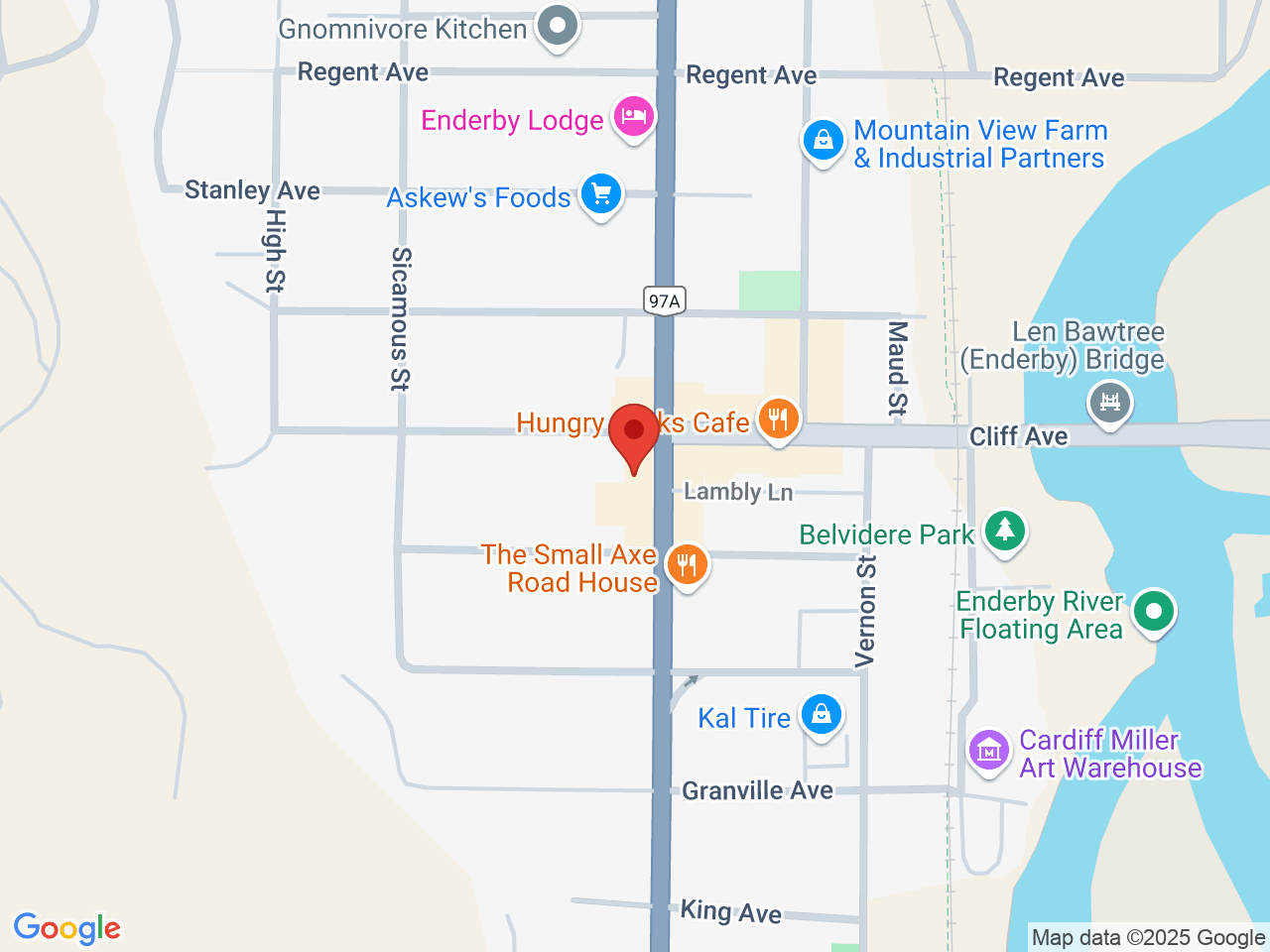 Street map for Mary Jane Rigs & Cannabis, 4 - 802 George St., Enderby BC