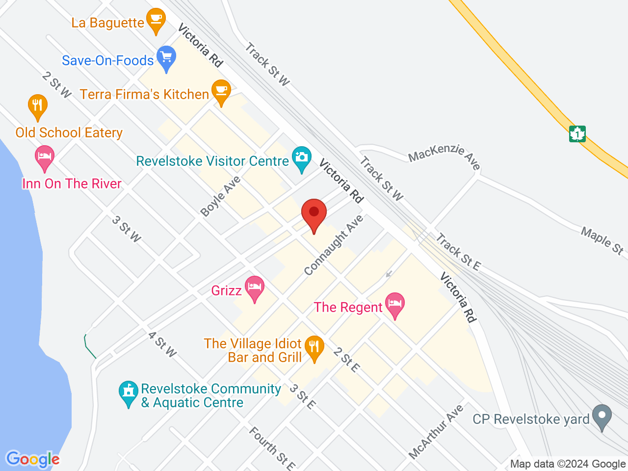 Street map for Revelsmoke, 204 - C First Street W, Revelstoke BC