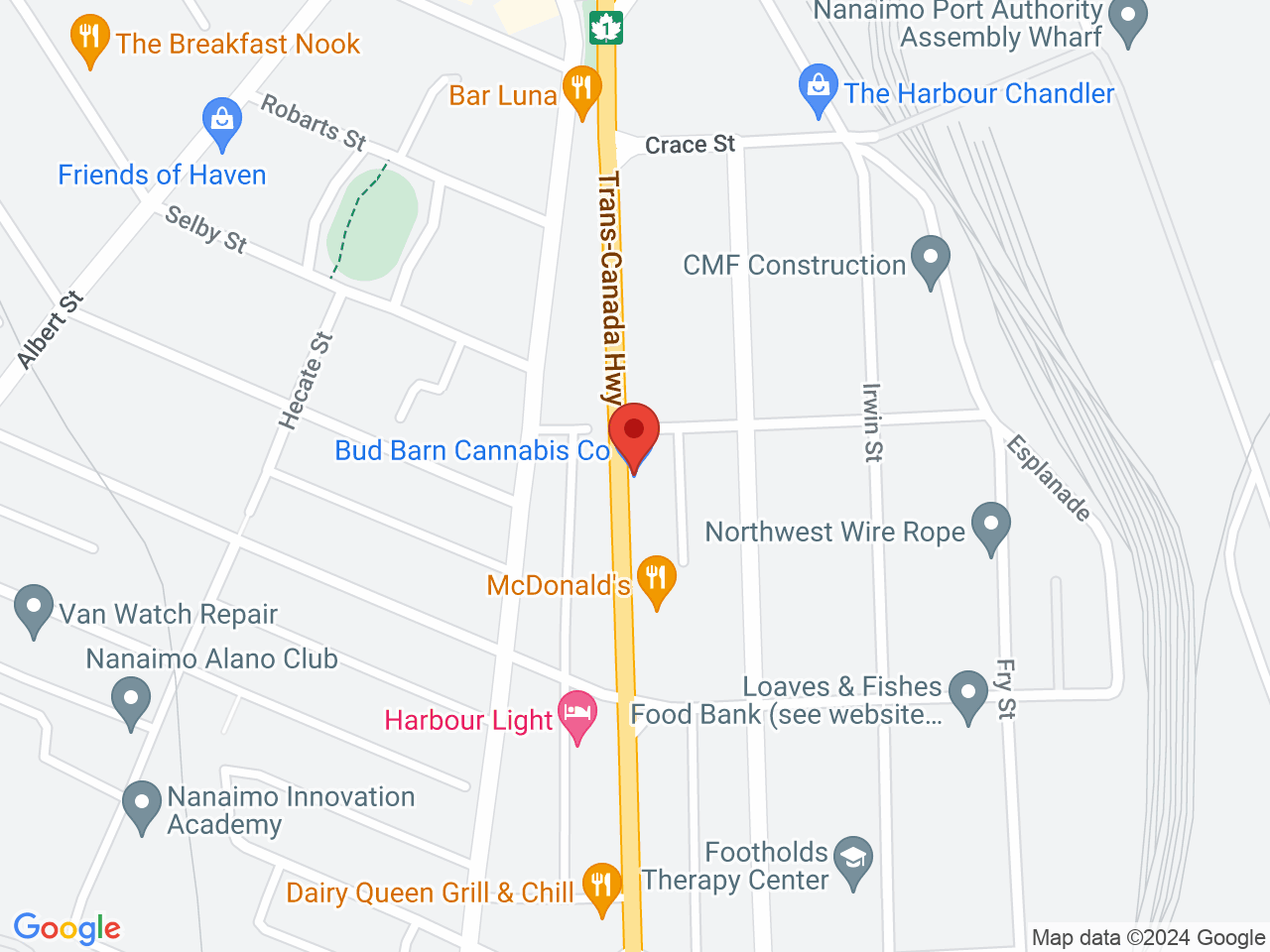 Street map for The Bud Barn, 115 Nicol Street, Nanaimo BC
