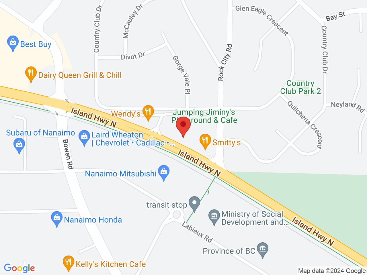 Street map for The Daily Bud, 2980 Island Hwy N #580A, Nanaimo BC