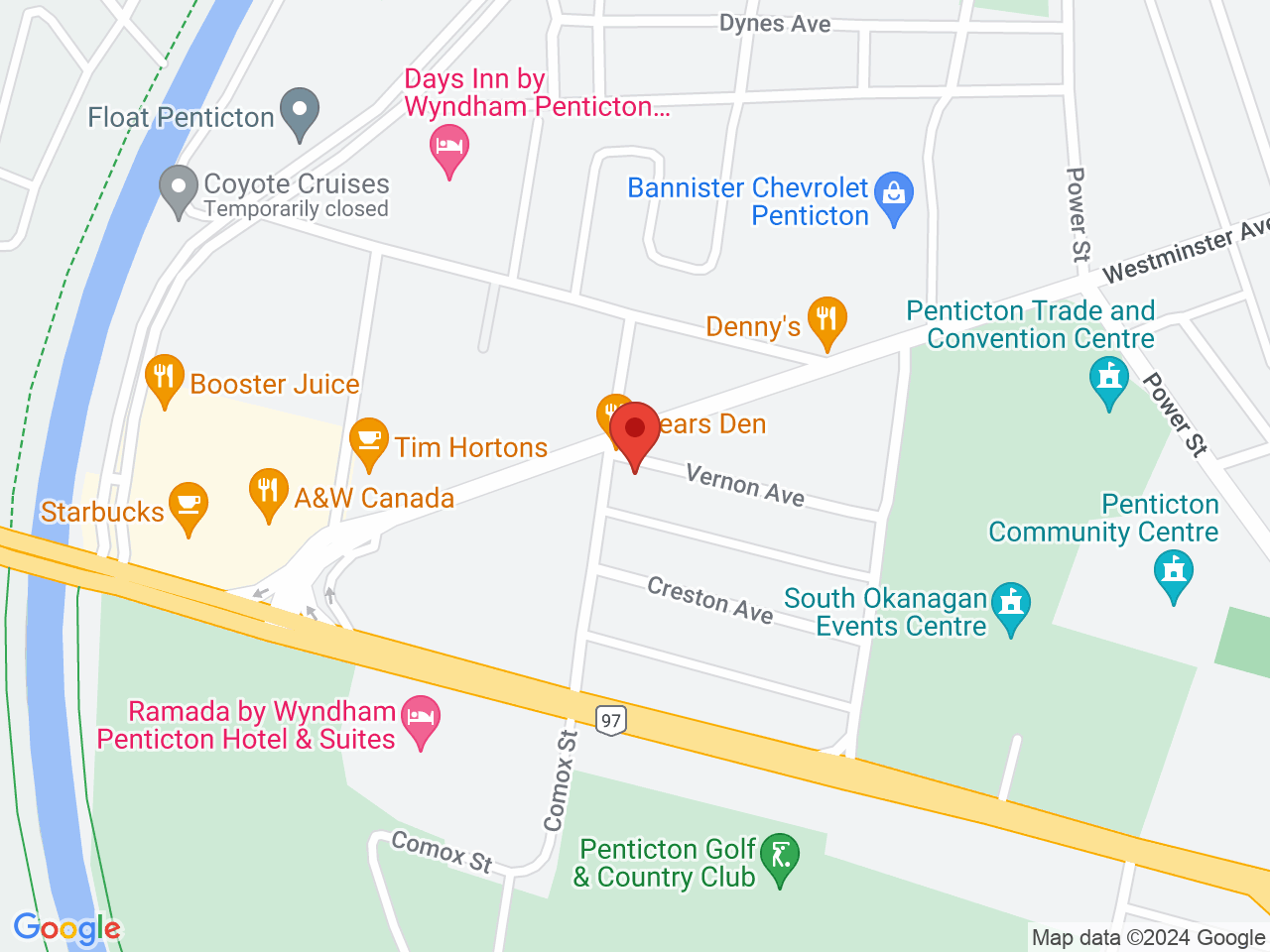 Street map for The Green House Cannabis Boutique, 310 Comox St, Penticton BC