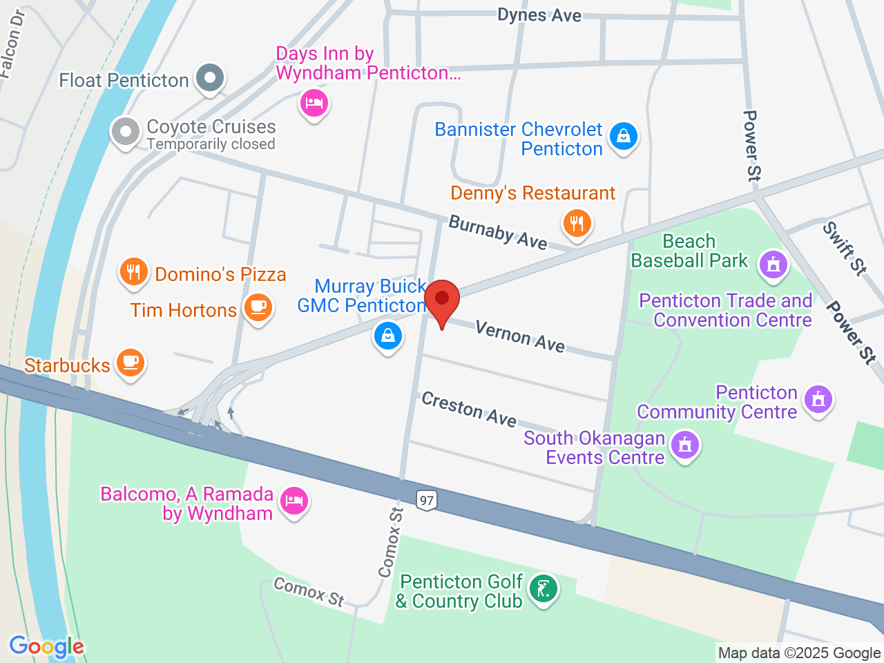 Street map for The Green House Cannabis Boutique, 310 Comox St, Penticton BC