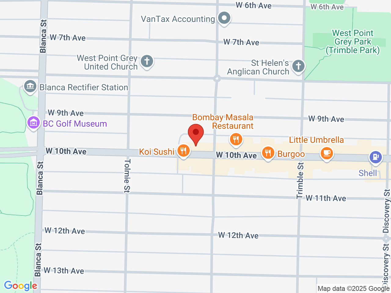 Street map for Trinity Tree Cannabis Co., 4529 10th Ave W, Vancouver BC