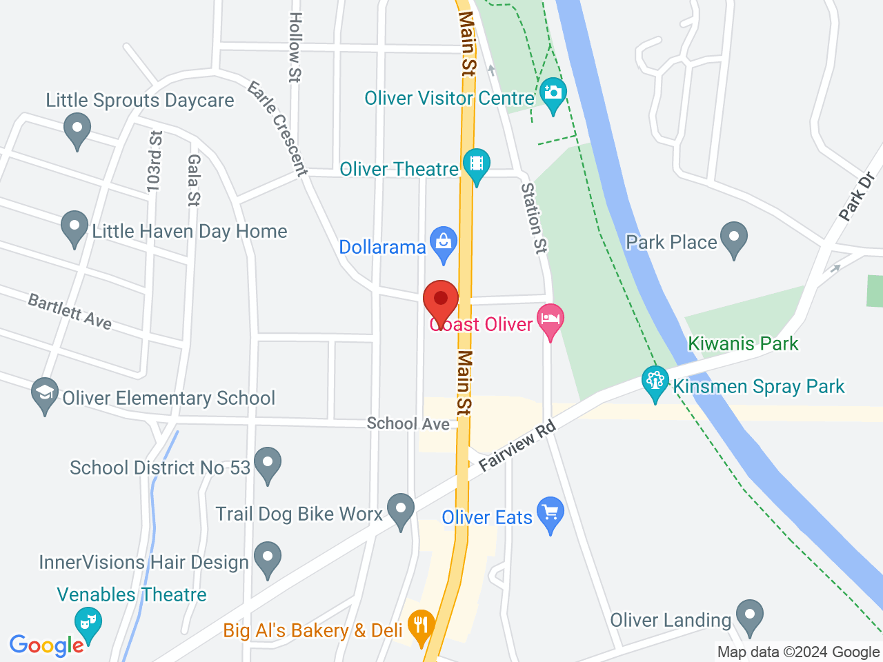 Street map for Tumbleweedz Canna Ltd., 6276 Main St, Oliver BC