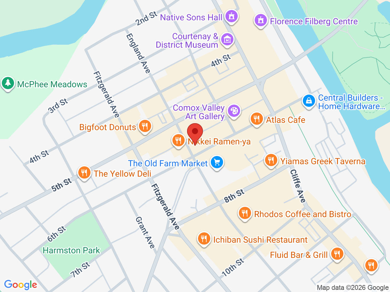 Street map for Comox Valley Cannabis Co, 576 England Ave #101, Courtenay BC