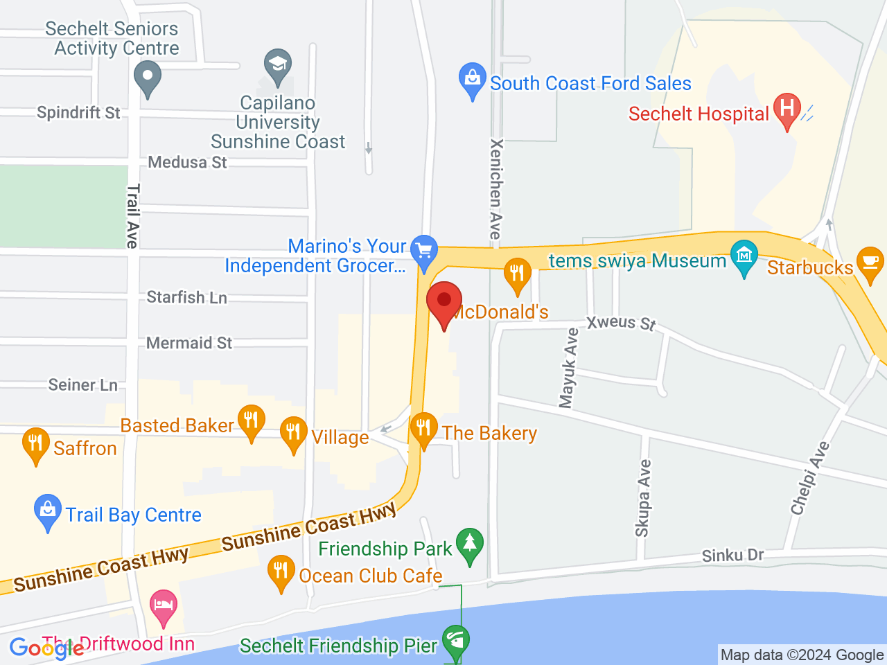Street map for Weeds Dispensaries, 101-5536 Wharf Ave, Sechelt BC