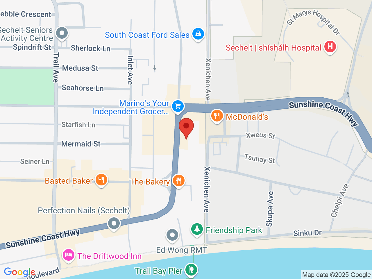 Street map for Weeds Dispensaries, 101-5536 Wharf Ave, Sechelt BC