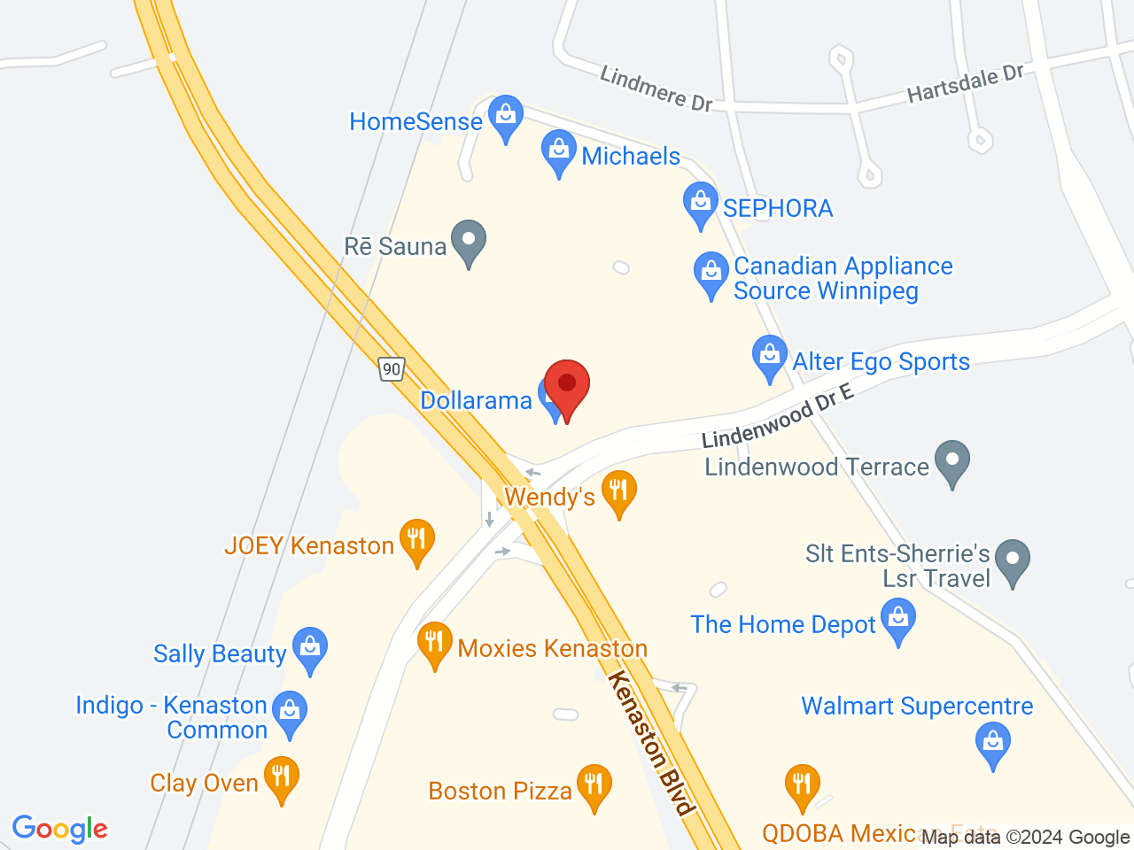 Street map for Delta 9 Cannabis Store, Unit 2 - 1589 Kenaston Blvd., Winnipeg MB